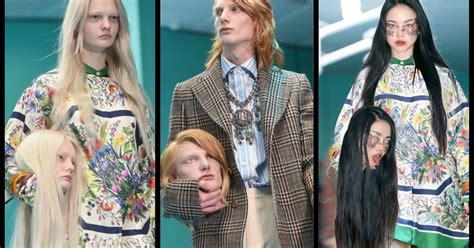 replica of a severed head like the gucci runway show|Gucci Models Carried Replicas Of Their Own Heads Down The .